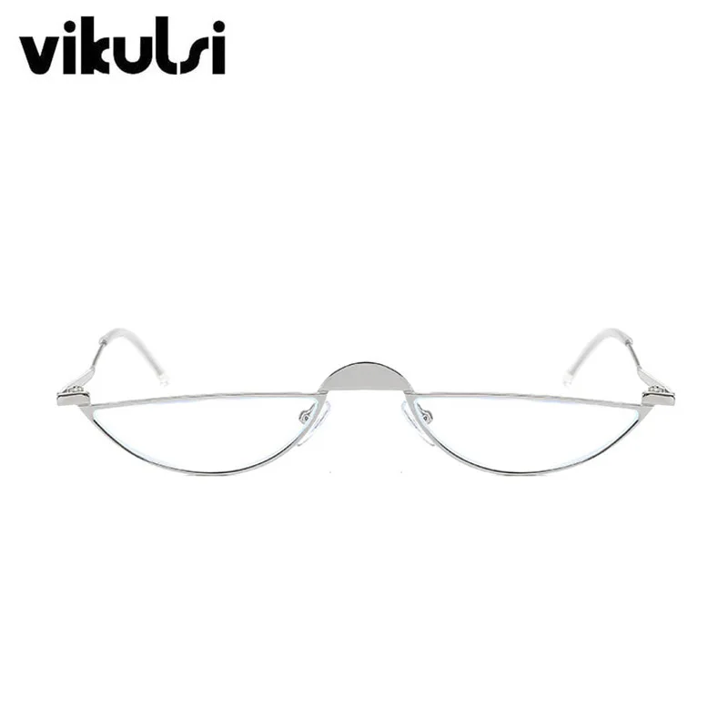 E474 silver clear Трендовые брендовые дизайнерские женские и мужские маленькие полукруглые солнцезащитные очки в стиле панк, металлическая оправа, многоцветная линза, очки кошачий глаз - Lenses Color: E474 silver clear