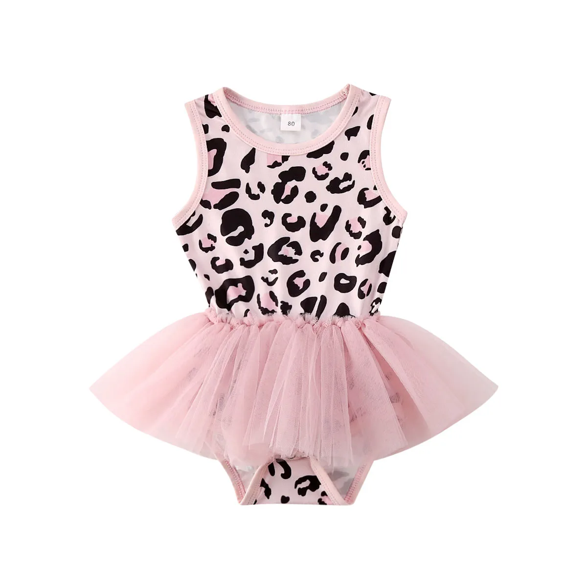 Летняя одежда для малышей, леопардовый комбинезон без рукавов для новорожденных девочек, Сетчатое платье, Детские вечерние кружевные платья-пачки принцессы