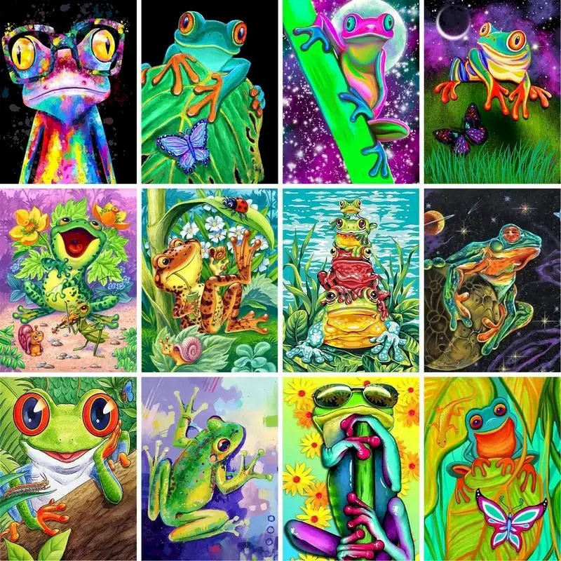 GATYZTORY DIY Painting By Numbers For Adluts Child Color Frog Animal Paints Kits Drawing Canvas Wall Art Pictures Gift | Дом и сад