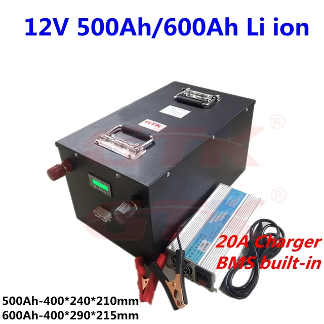 GTK-リチウムイオン電池,12V,500/600 Ah,大容量,1000Wモーター用,20A 
