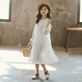 

YourSeason New 2020 Girl's White Black Loose Cotton Dress Baby Children Korean Personality Princess Sweet Girls Dresses