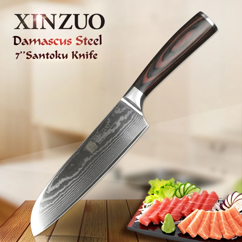 Ножи сантоку XINZUO 7 дюймов японские кухонные ножи ручной работы из дамасской