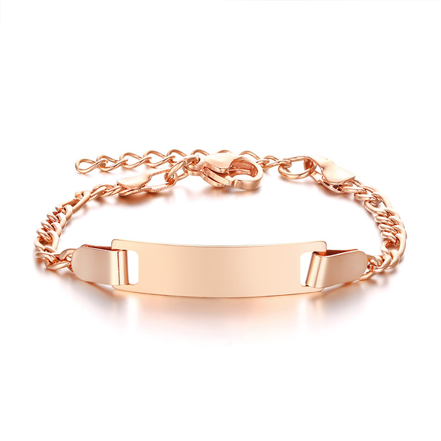 Baby Name Bracelet Figaro Chain Smooth Bangle Link Gold Tone No Fade Safty Jewelry 12cm to 15cm