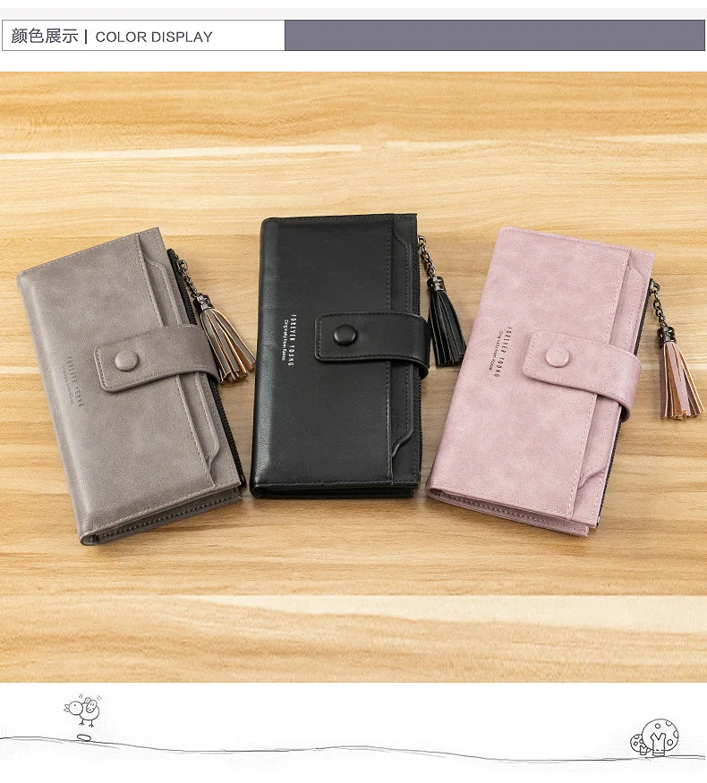 Hot Sale Women Clutch Leather Wallet New Female Tassel Wallet Women Zipper Long Purse Strap Money Bag Purse For Girl Simple