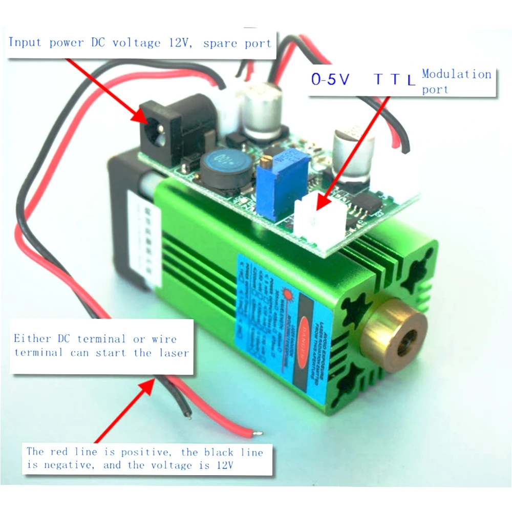 Industrial 405nm 0.8W 800mW Blue/Violet Laser Diode Dot Module 12V 3D Print