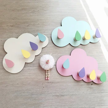 

New Cloud Shape Nail-free Hat Clothes Hooks Shelf Hanging Hanger Towel Hats Bag Organizer For Children Room Decoration