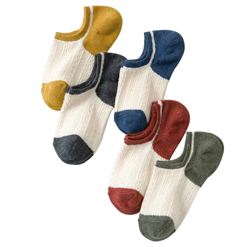 Fast Shipping 2020 New Arrival 5 Pairs Slipper Invisible Patchwork Women's Short Socks Cotton No Show Socks For Women