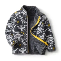 New Spring Autumn Winter Child Kid Clothes Baby Boys Dinosaur Jackets Outwear Polar Fleece Soft Warm
