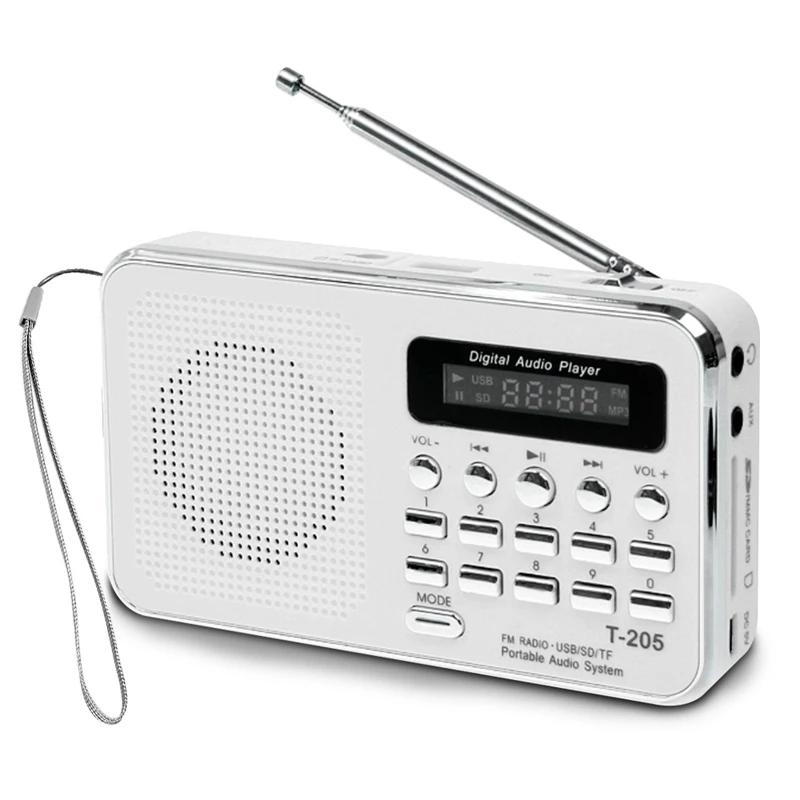 Полностью портативный мини Am Fm радио стерео динамик Поддержка Sd/Tf карты с Usb - Цвет: White