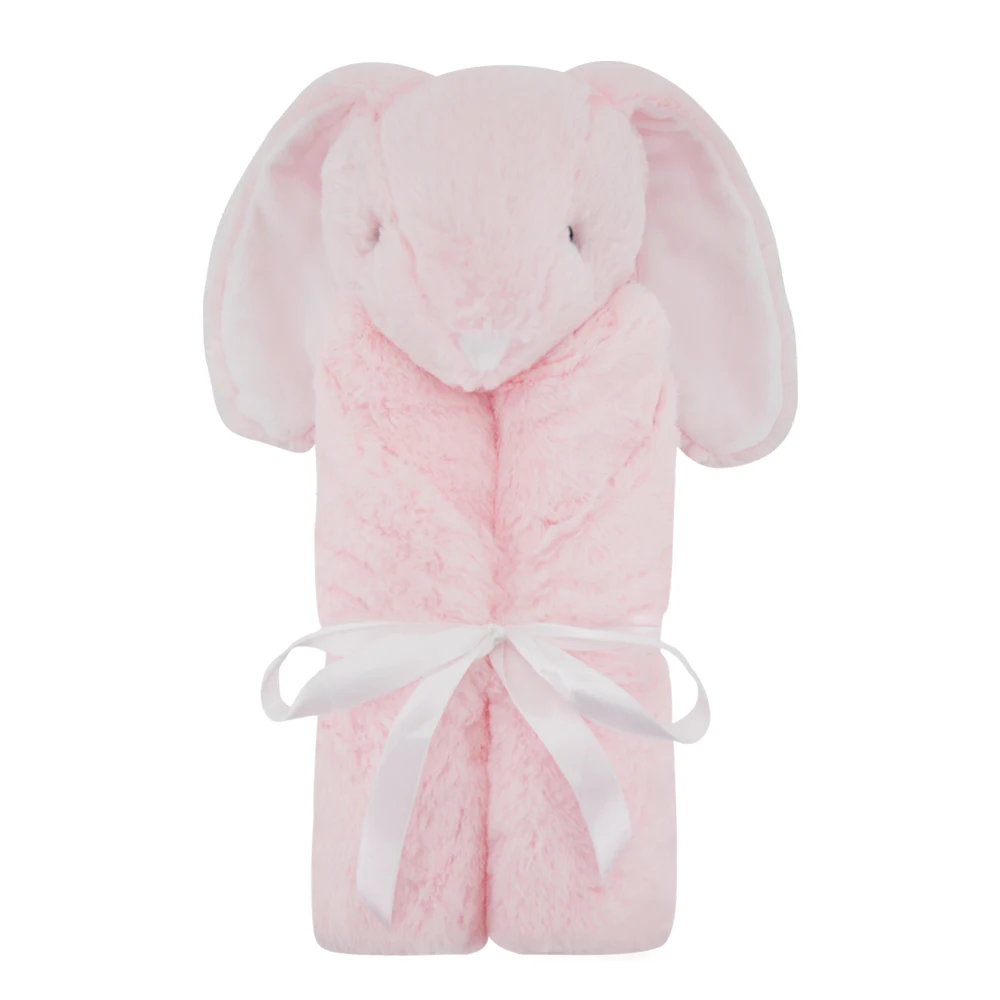 2layer pink rabbit Рождественское покрывало и пеленка, Новое поступление, длинная плитка, плюш, розовый кролик, для новорожденных, мохер, супер мягкий кролик, толстый розовый кролик - Цвет: 2layer pink rabbit