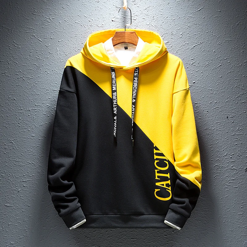 Singleroad hoodies dos homens colorblock casual retalhos