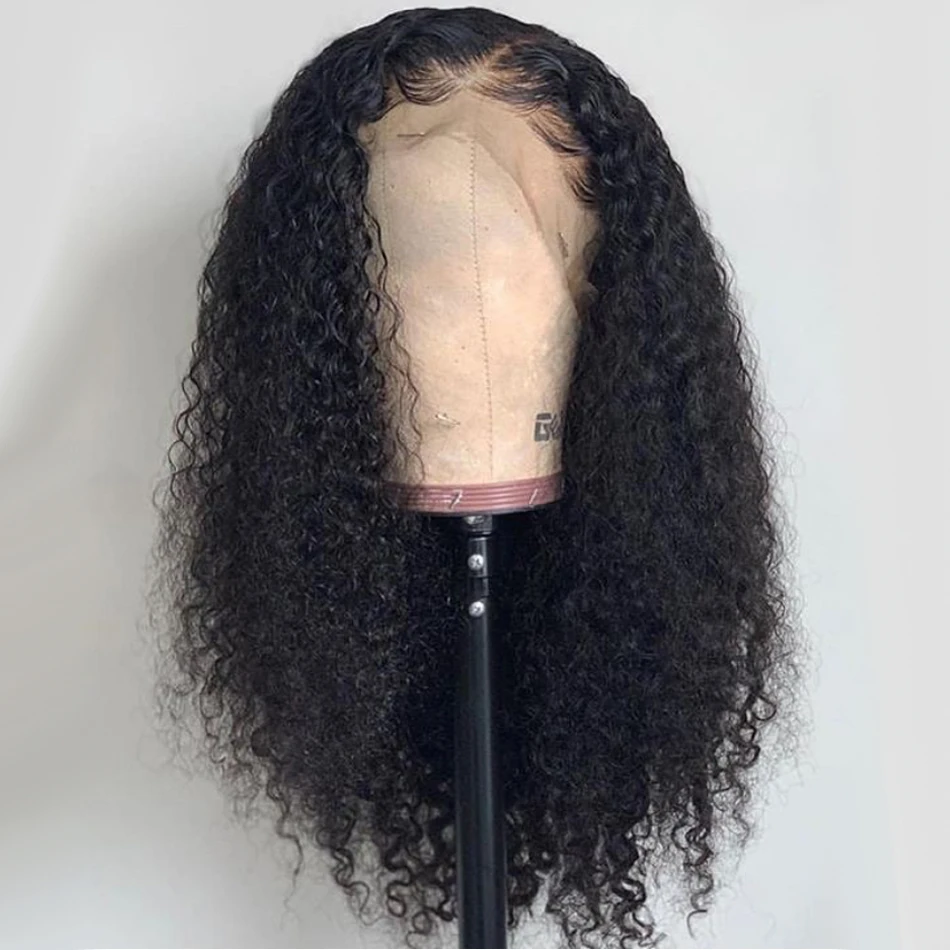 Curly Human Hair Lace Front Wigs For Women Natural Color Brazilian Curly Remy Wigs Middle Ratio With Bleached Knots Baby Hair