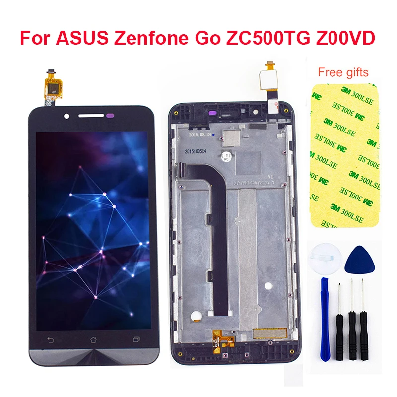 Pаспродажа Для ASUS Zenfone Go ZC500TG Z00VD ЖК дисплей панель монитор модуль + сенсорный экран дигитайзер сенсор стекло в сборе с рамкой