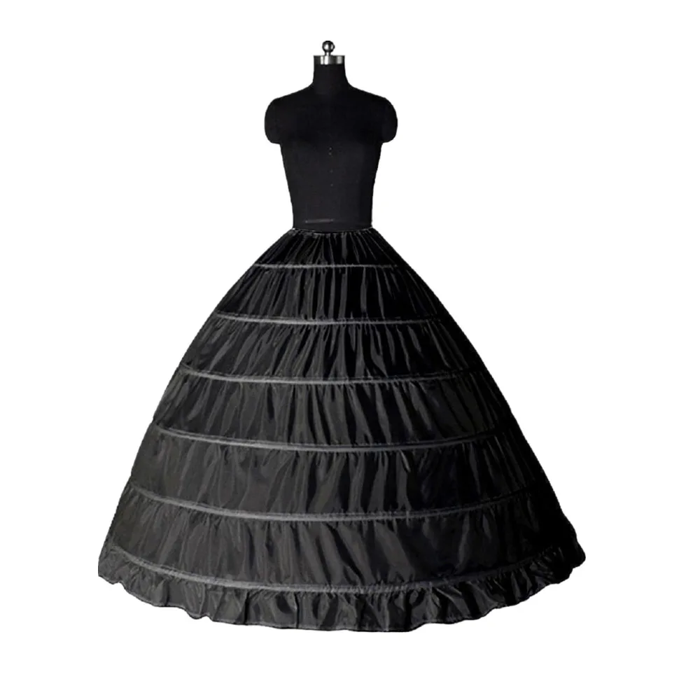 Новые Красочные 6 обручей для женщин Peeticoat свадебное платье свадебные аксессуары свадьба Нижняя юбка бальное платье юбка - Цвет: 6 Hoop Black