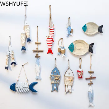 

New style Fish solid wood Carving ornaments Office photo studio photo wall creative pendant Home wall decoration WSHYUFEI