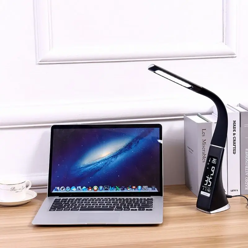 Настольная лампа USB для ухода за глазами 3 режима 150 ° Регулируемый ЖК-дисплей умный светильник для чтения