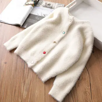 

8 Girls Autumn and Winter Cardigan Sweaters 2020 Girls Autumn and Winter New Mink Fleece Sweater Sweater Loose Jacket Tide