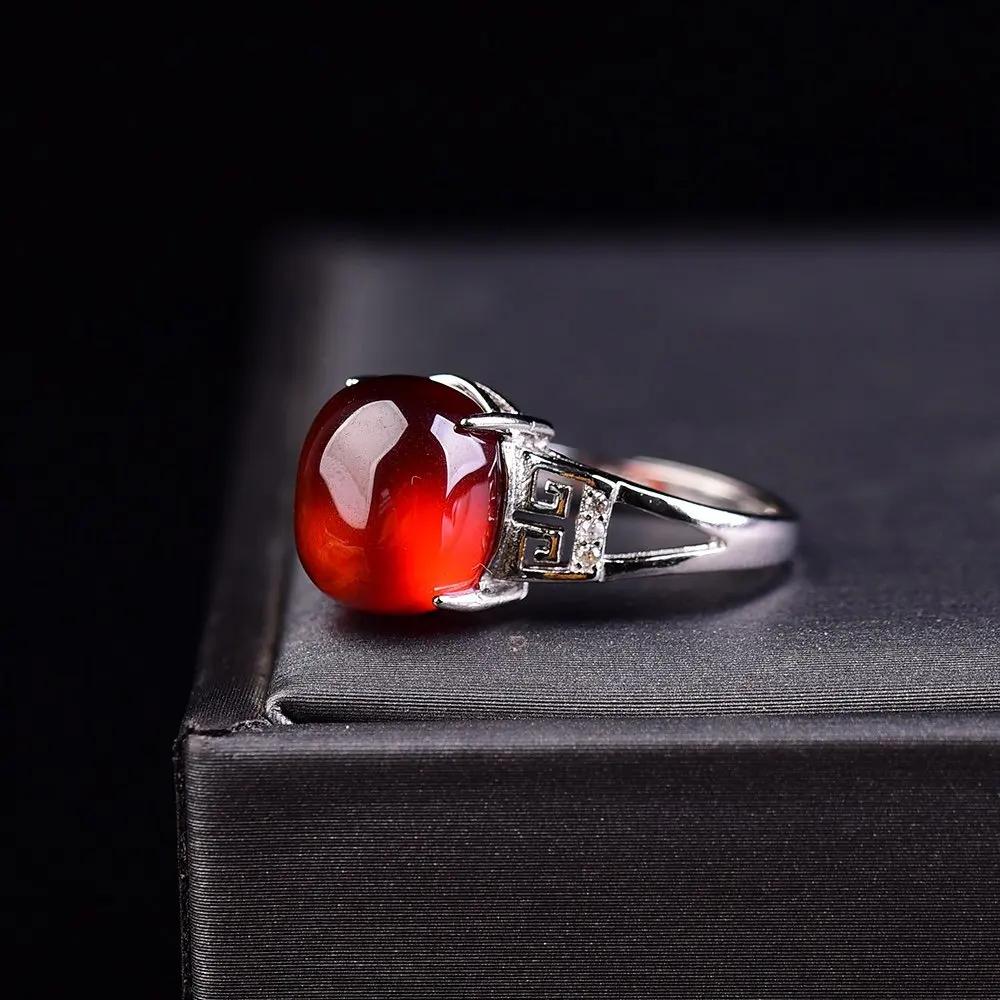 

Garnet ring round joyas de plata 925 mujer fashion jewelry anillo pierÅ›cionek anello anel de namoro bague jolleria de mujer