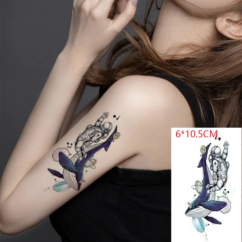 

Waterproof Temporary Tattoo Sticker ins Astronaut blue whale musical note Body Art Flash Tatto Fake Tatoo for Women Men