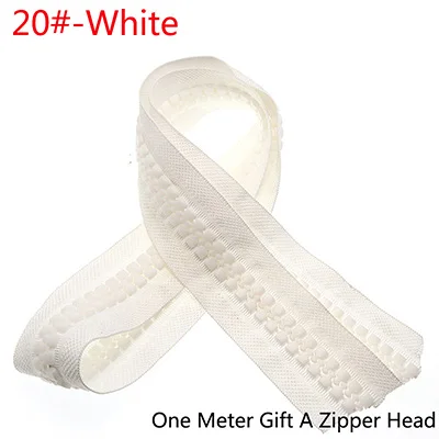 White Meetee 1/2 метра 15#/20# большая полимерная кодовая молния для пуховика палатки наружные Швейные аксессуары DIY Одежда на молнии ремесло ZA029 - Цвет: White