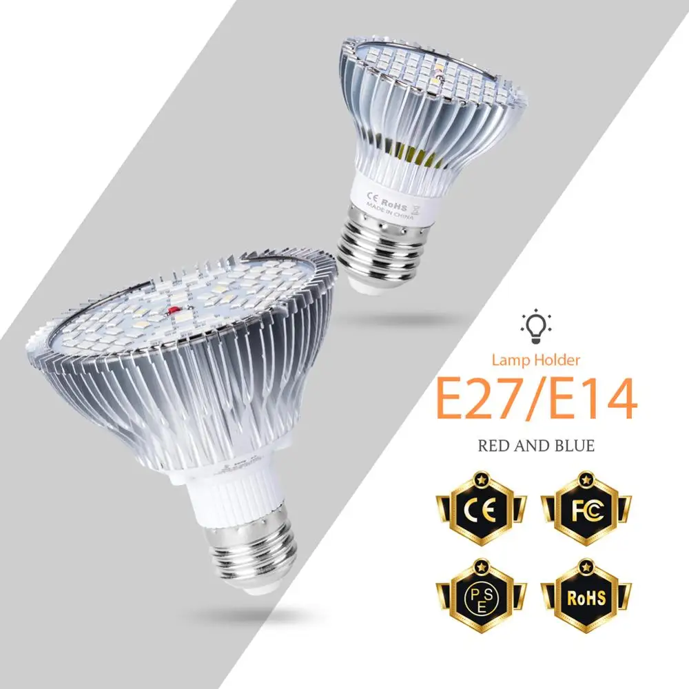 Растущая лампа E27 светать красный+ синий+ белый+ УФ+ ИК AC85-265V полный спектр лампы освещение Fitolampy цветы выращивание рассады