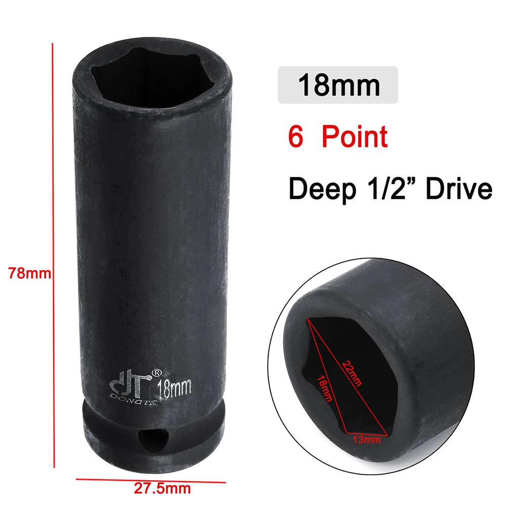 1/" Drive 17 мм Duty Deep Impact Socket 6 Point Hub Axle шпиндельная гайка инструмент Deep Impact Socket - Цвет: 18mm