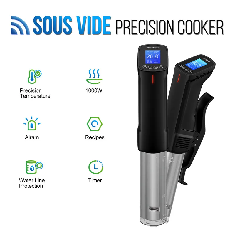 Inkbird UK Plug Thermal Immersion Cycle Precision Temperature WIFI Connected Sous Vide Culinary Stainless Steel Food Cooker