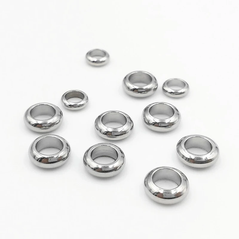 50pcs/lot Stainless Steel Round Spacer Beads 2 3 4 5 6mm Hole Size European Charm for Bracelet DIY Jewelry Making | Украшения и