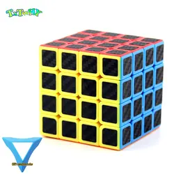 Наклейка из углеродного волокна куб магический куб скорость 4x4x4 куб 4*4 соревнования скорость твист для детского мозга когитирование