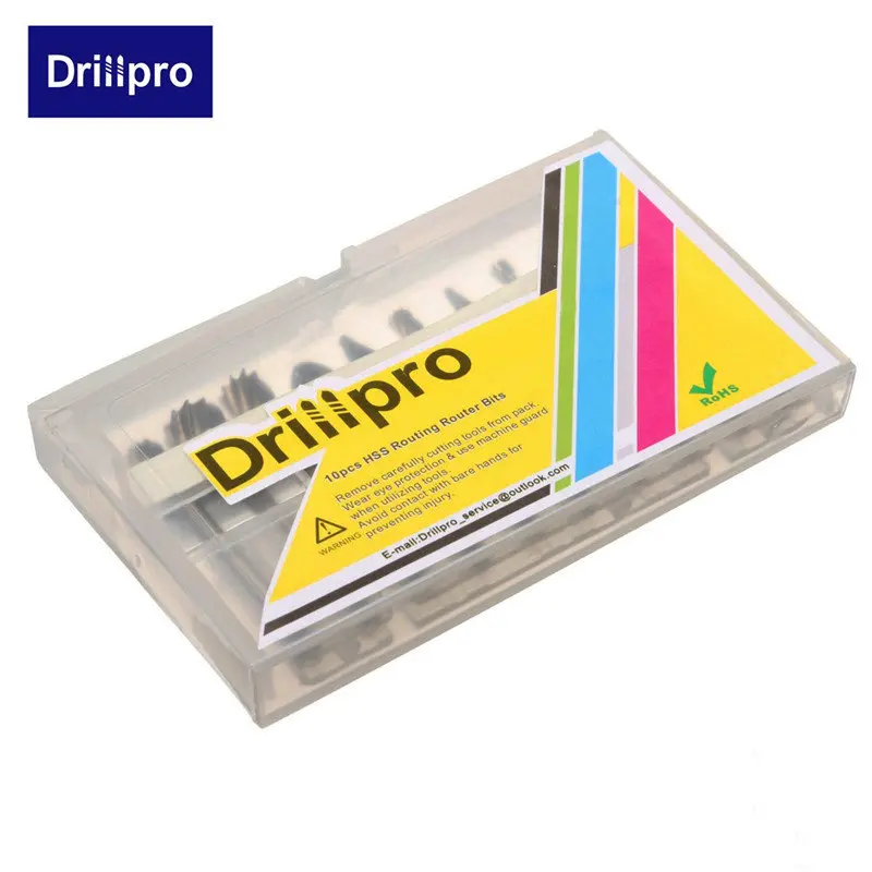 Drillpro, 10 шт., 3,175 мм, HSS Фрезерные фрезы для Dremel и роторной гравировки, аксессуары для станков