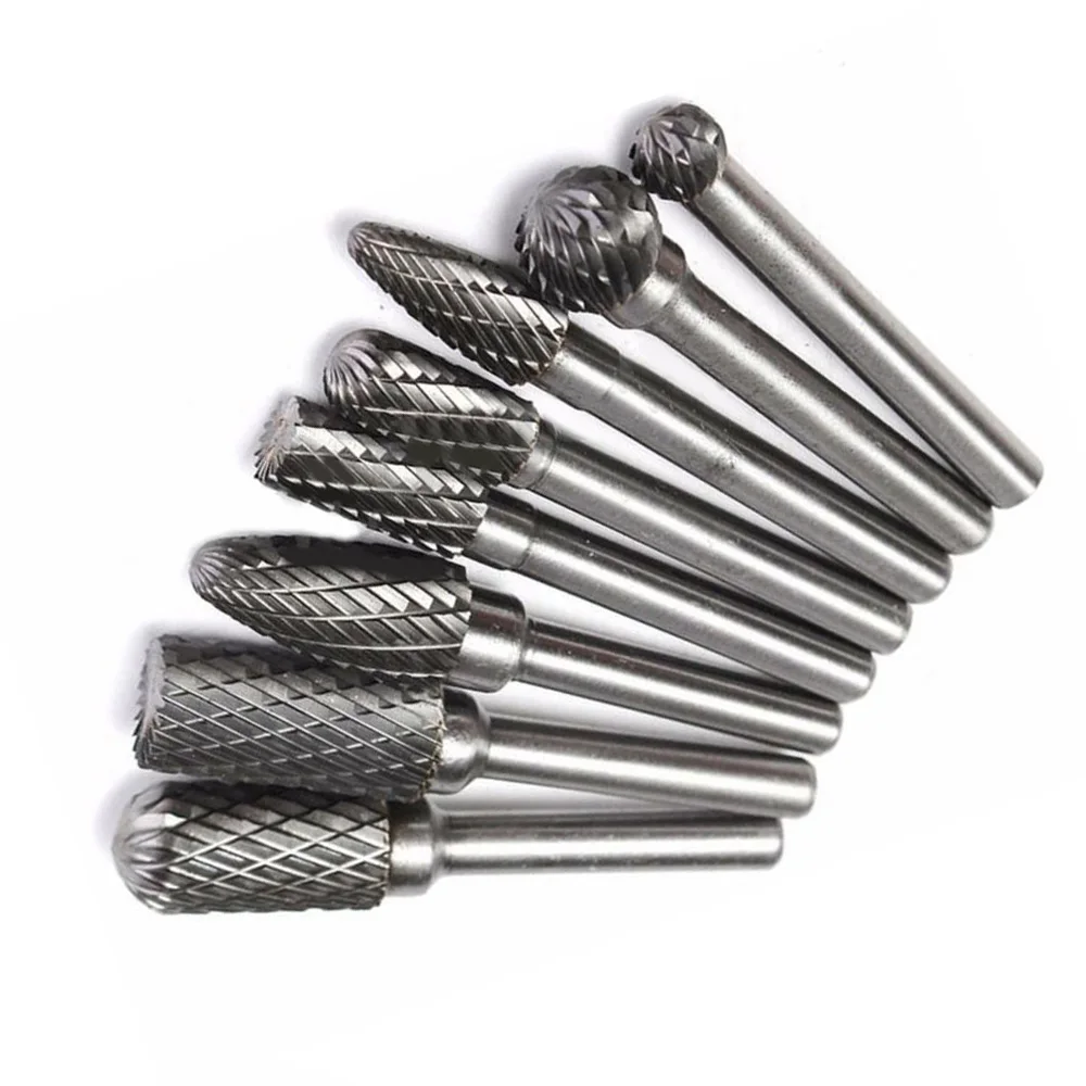 

8pcs Large Carbide Rotary Burr 8 - 12MM SET Double Cut Deburring Burs 1/4" Shank Durable New