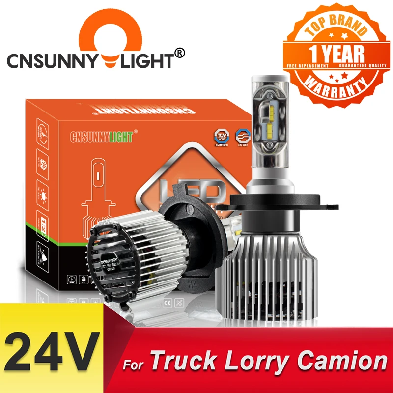 CNSUNNYLIGHT светодиодные лампы для фар 24 В H4 Hi/Lo H7 H11 H1 Сверхъяркие 8500LM 880 H3 9005 9006 сменные