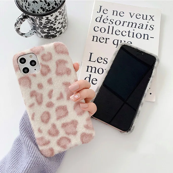 Роскошный зимний Леопардовый плюшевый чехол для телефона для Iphone 11 Pro Max, мягкий розовый чехол из ТПУ для телефона Xr X Xsmax 7 6 8 Plus, женская сумка