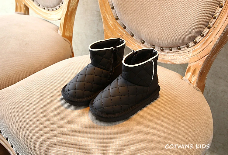 CCTWINS Kids Shoes Winter Girls Fashion Princess Soft Snow Boots Children Black Casual Shoesfor Toddler Warm Booties SNB043