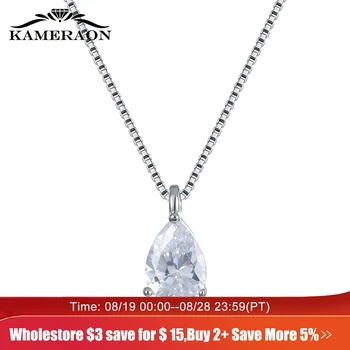 

Kameraon 100% 925 Sterling Silver Fine Pendant Necklace For Women New Adjustable Box Silver Chain CZ Zircon Stone Shiny Jewelry