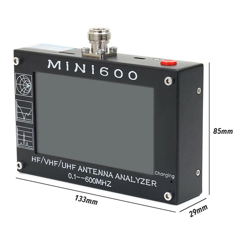 Mini600 анализатор антенны сенсорный экран 0,1-600 МГц HF VHF Любительская рация SWR 5 V/1.5A для радио ALI88
