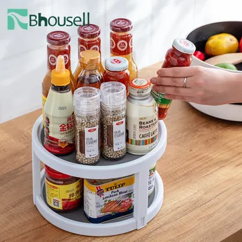 

Double-layer Finishing Spices Tray Rotate Table Cake Rack Keep Organizer 360 Degree Rotating Kitchen Storage Rack Stand Basket