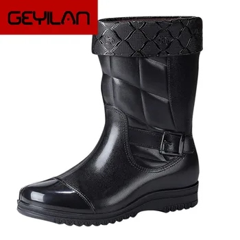 

2020 New Arrival Leisure rain boots men Low-Heeled Keep Warm Round Toe Shoe Waterproof Middle Tube Rain Boot Dropshipping