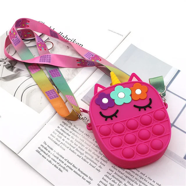 Fashion Unicorn Fidget Toys Bag Push Pop Bubbles Kawaii Wallet Bag Coin Purse Silicone Antistress Figet Sensory Toy For Girls 32