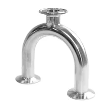 45mm/51mm Pipe OD 2" Tri Clamp U Shaped Return Bend 3 Way 304 Stainless Sanitary Fitting Spliter Homebrew Beer