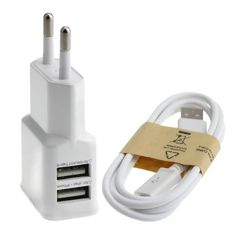 Оригинальное двойное Сетевое зарядное устройство USB с европейской вилкой 2 А