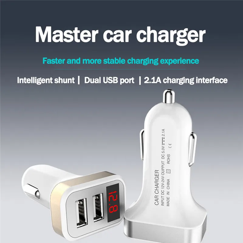 GKFLY High Quality Car Charger Dual 2USB Fast Charging 2.4A Max Car Charger For Iphone Samsung Xiaomi Mobile Phone chargers