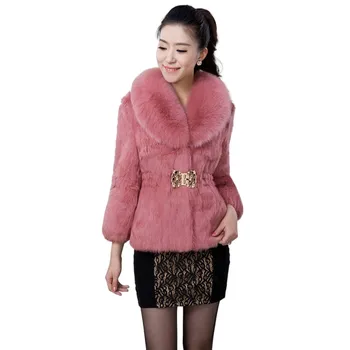 

Mink Fur Coat Korean Version Autumn Winter Women Short Coat Slim Elegant Rich Temperament Fox Fur Collar Metal Buckl Hot Sale
