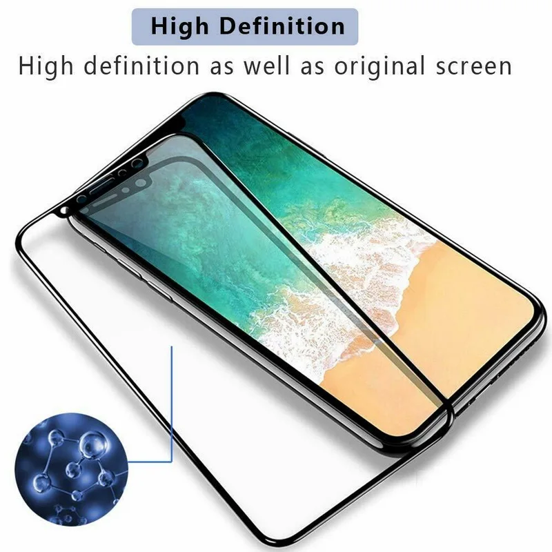 Black YISHANGOU полное покрытие 10D Закаленное стекло Защитная пленка для экрана для iPhone X XR XS Max 11 Защитная пленка для экрана стекло для iPhone X - Материал: Black