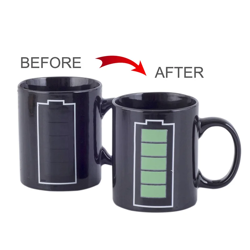 Battery Charging Heat Sensitive Color Changing Coffee Mug Funny Tea Mug -  Add Hot Liquid and Watch Battery Turn To Be Full FA - AliExpress