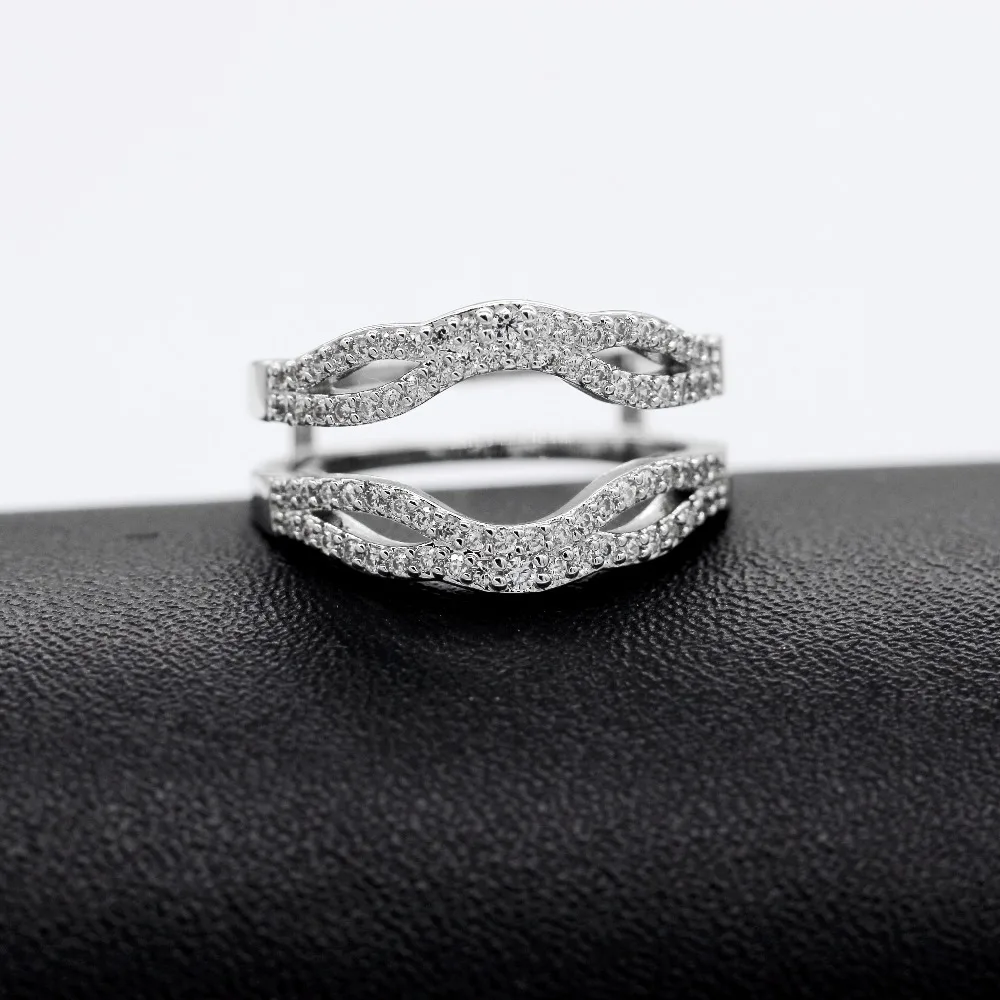 925 стерлингового серебра кубический с цирконием свадебное обручальное кольцо усилитель для женщин модные юбилейные ювелирные изделия Y481