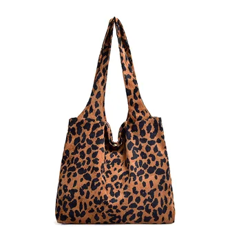 

Corduroy Leopard Canvas Large Bag Women's Single Shoulder Fashion Large Capacity Tote Bag Handbags for Women Shoulder Bags