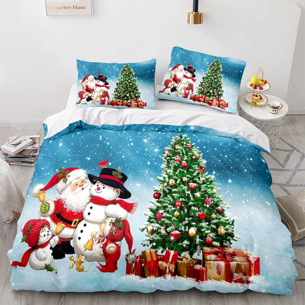 Christmas Down Duvet Cover Pillowcase Three-piece Set Home Textile Three-piece Set for Children  Bedding Set Queen
