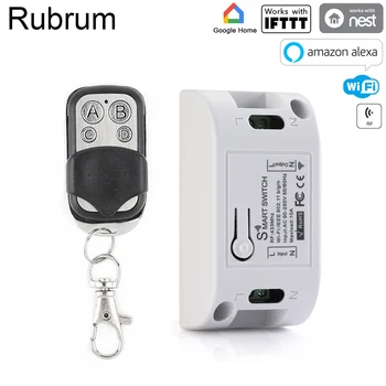 

Rubrum RF WiFi Smart Switch 433Mhz Remote Controller DIY Wireless Smart Home Automation Module Work With Google Alexa 10A 220V