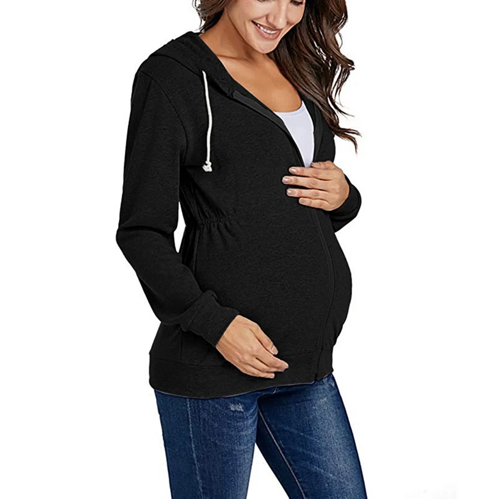 Толстовка для кормящих женщин с капюшоном и длинным рукавом, футболка для грудного вскармливания, зимняя одежда для кормления, Одежда для беременных